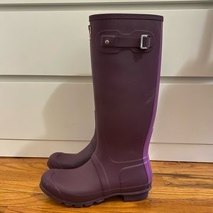 Hunter two tone purple tall rain boots matte women's US 10